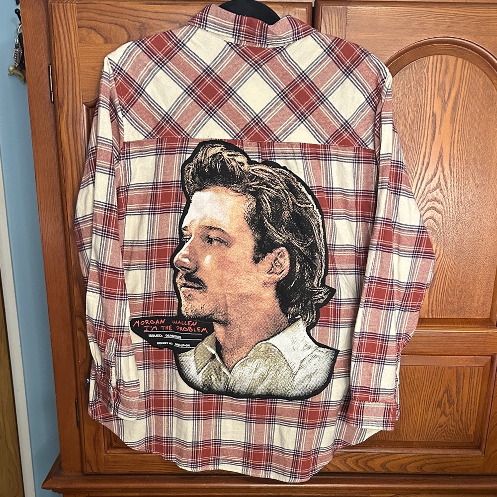 Morgan Wallen upcycled flannel tee made by me One of a Kind
